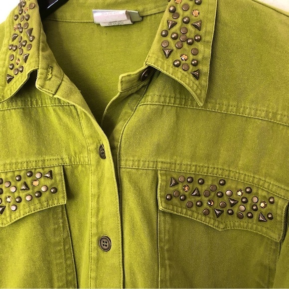 Vintage Saint Germain Studded 100% Cotton Denim Graphic Jean Jacket Size Large - Picture 7 of 10